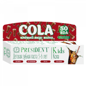 Детская зубная паста PresiDENT Kids 3-6 КОЛА (50 RDA) 50 мл
